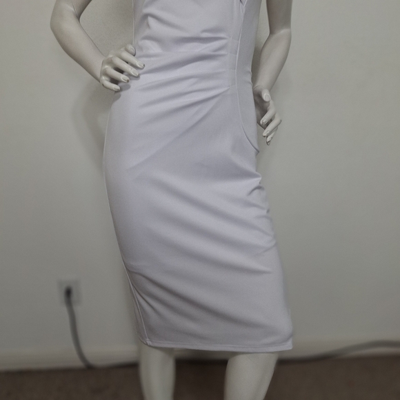 Jasambac White Off The Shoulder Coquette Romantic Bodycon Midi Dress Size S - Picture 4 of 12